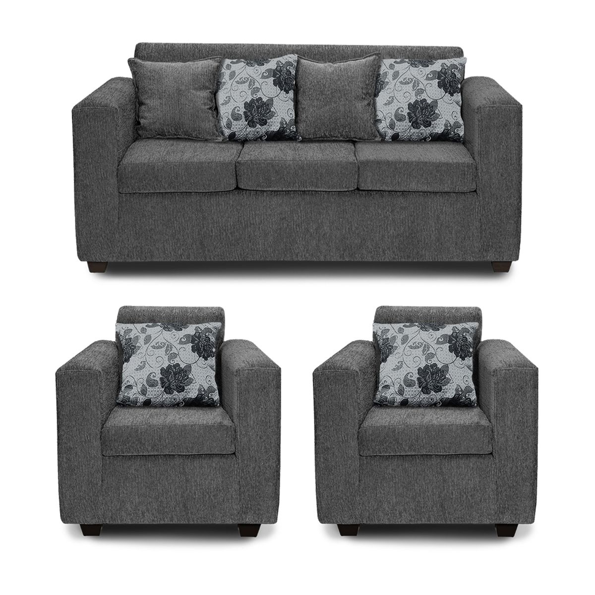 ADONIS LEUDH - Living 3+1+1 Ezeiza Chenille Gris XL