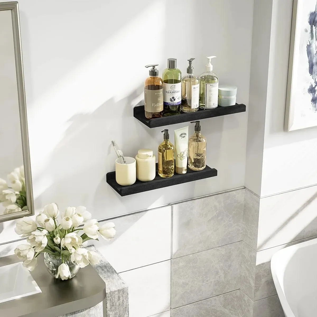 GENERICO - Repisas Flotantes De Madera Modernas Y Rusticas Macizas X2 Marrón