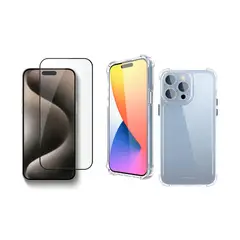 GENERICO - Carcasa Reforzada + Lamina de Vidrio Templado para iPhone 15 Pro