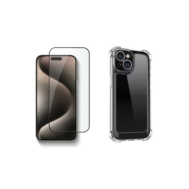 GENERICO - Carcasa Reforzada + Lamina de Vidrio Templado para iPhone 15