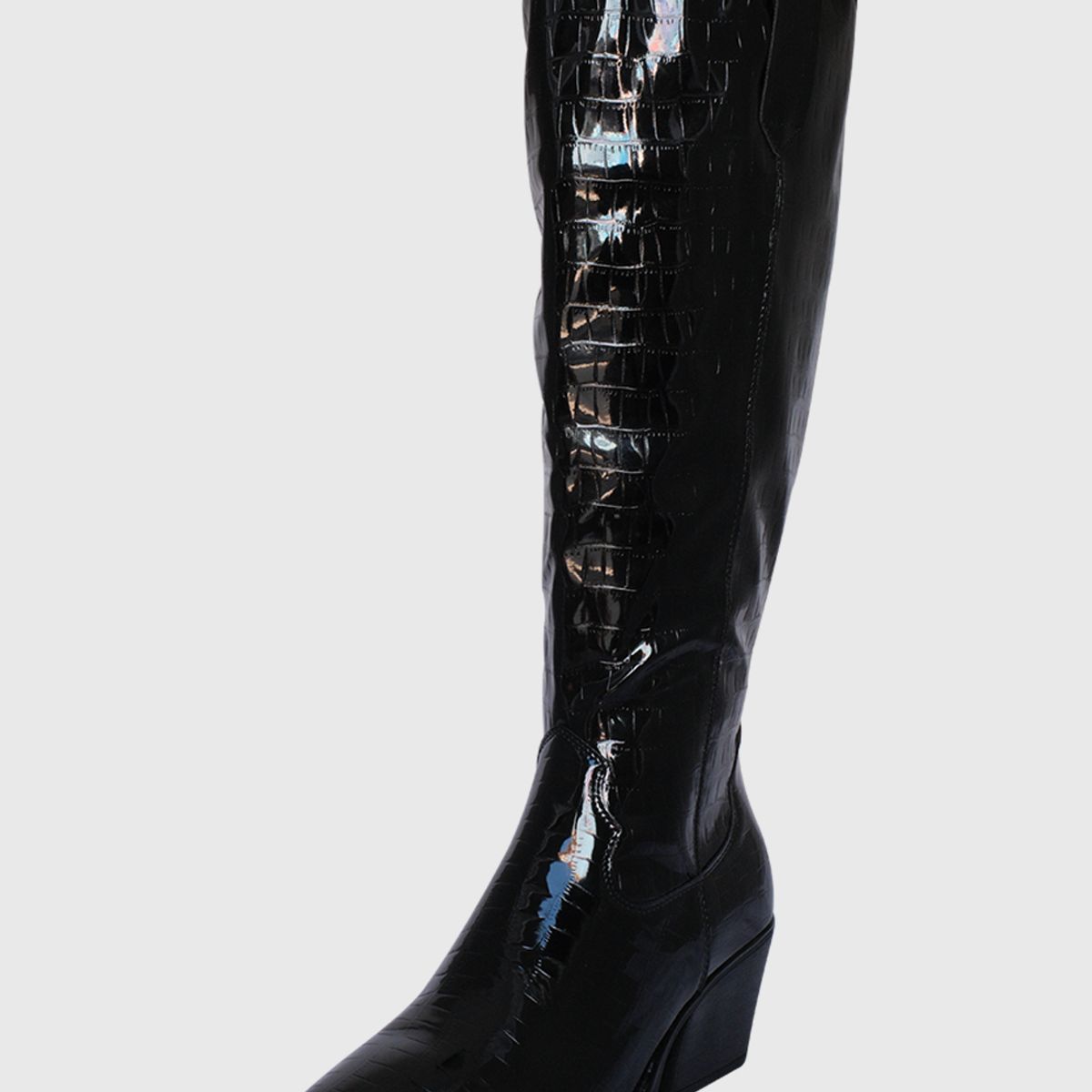 DINASTELLA - Bota caña alta color negro con taco cómodo para mujer