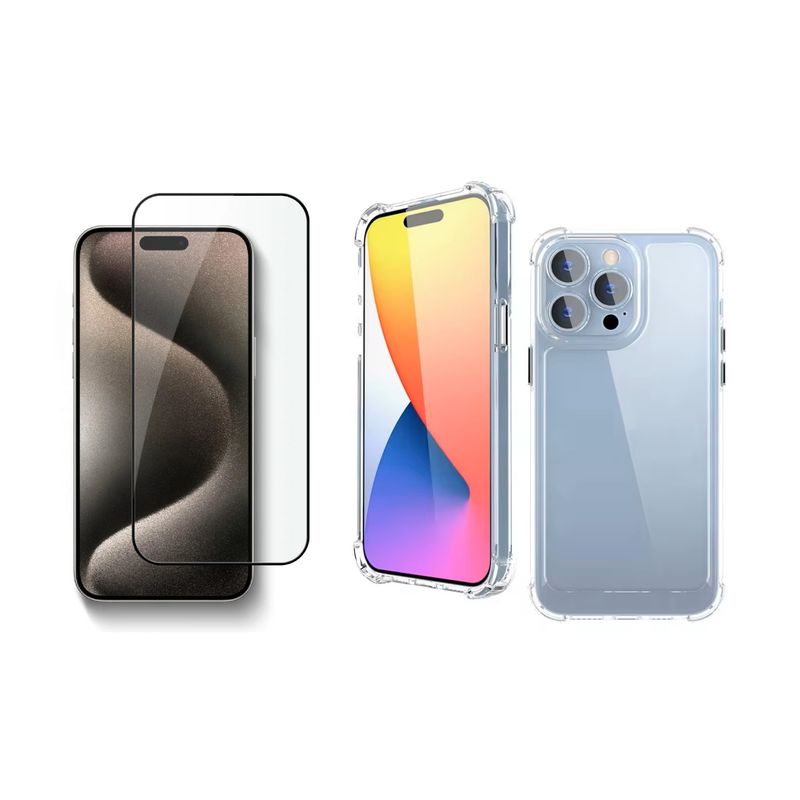GENERICO - Carcasa Reforzada + Lamina de Vidrio Templado para iPhone 14 Pro.