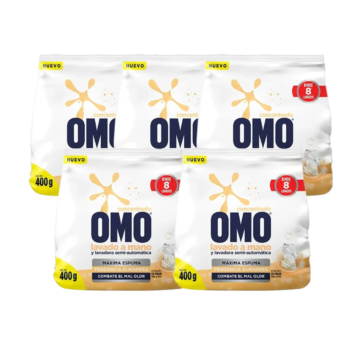 OMO - X5 Detergente En Polvo Omo Concentrado Lavado A Mano 400 Gr
