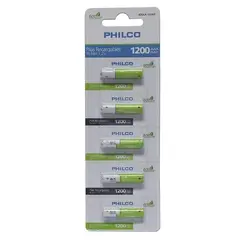 PHILCO - Pilas Recargables AAA Precargadas 1200 Mah 12V 5 Unidades