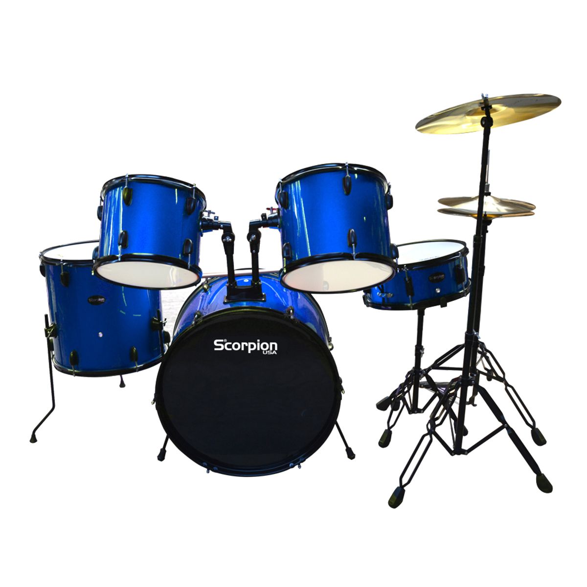 SCORPION - BATERIA ADULTO 5 PCS AZUL PLATILLO + PISO SCORPION