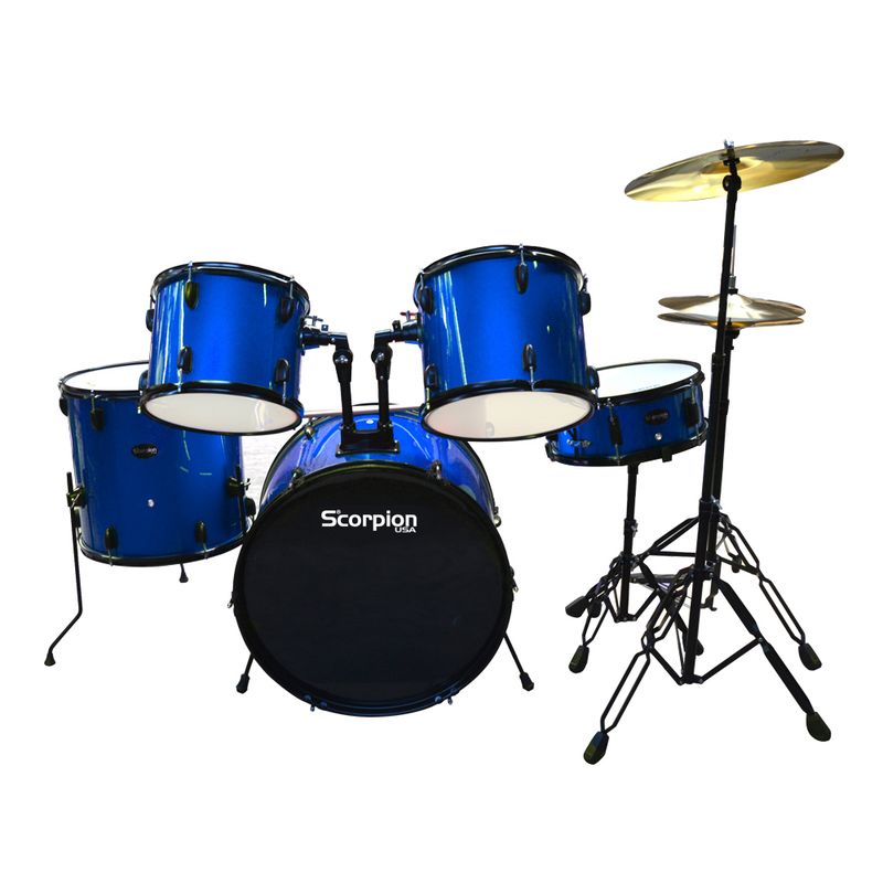 SCORPION - BATERIA ADULTO 5 PCS AZUL PLATILLO + PISO SCORPION