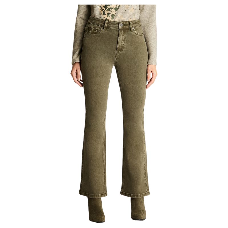 CURVI - Jeans Flare Color Lavado Verde