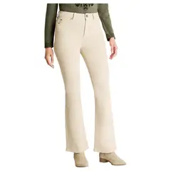 CURVI - Jeans Flare Color Lavado Beige