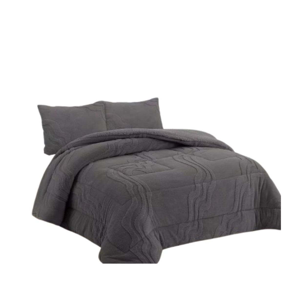 GENERICO - Cobertor Chiporro con Relieve 2 Plazas - Gris Oscuro Valencia A12