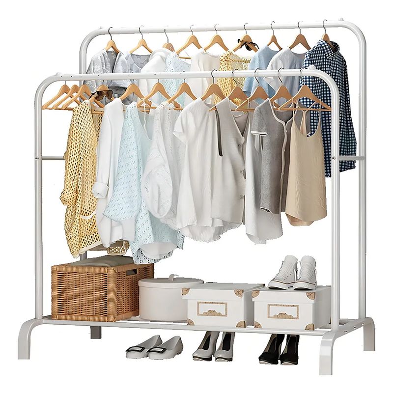 GENERICO - Perchero Organizador De Ropa Doble Color Blanco De Metal