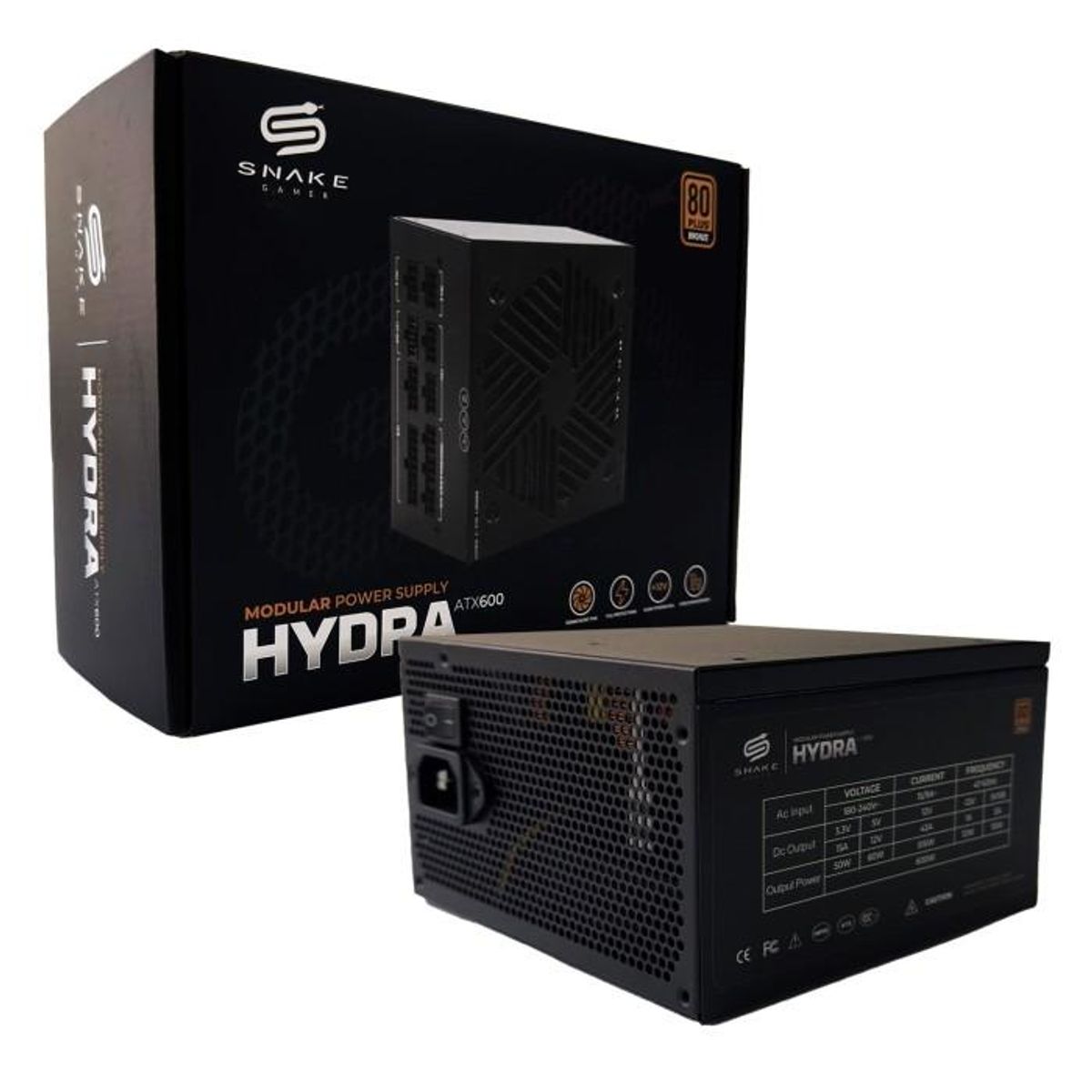 SNAKE GAMER - Fuente de Poder Modular Hydra ATX 600W 80 Plus Bronze