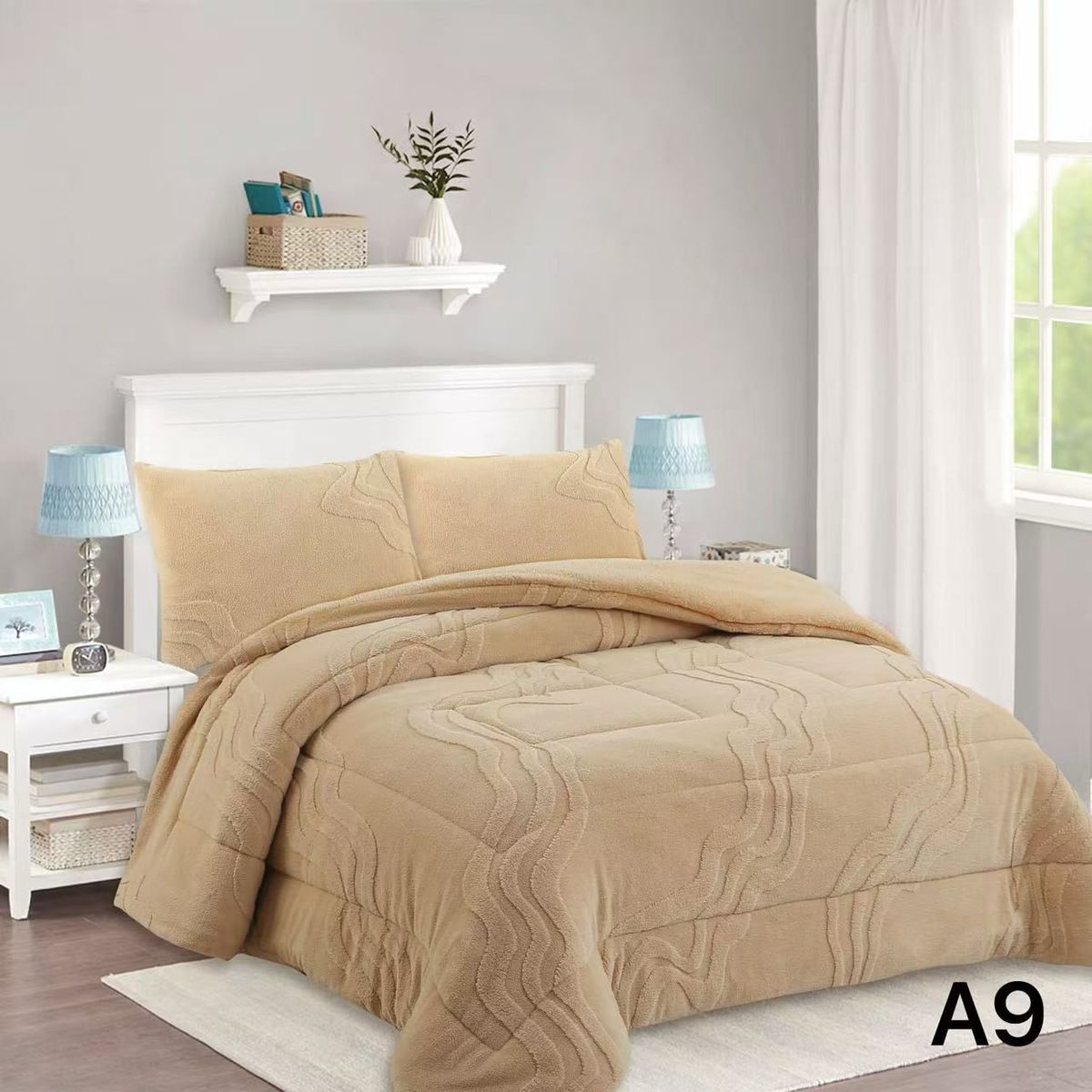 GENERICO - Cobertor Chiporro con Relieve 2 Plazas - Beige Tarragona A9