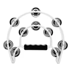 FIDDLER - Pandereta Media Luna Doble Fila Sonaja 20x20cm Blanca