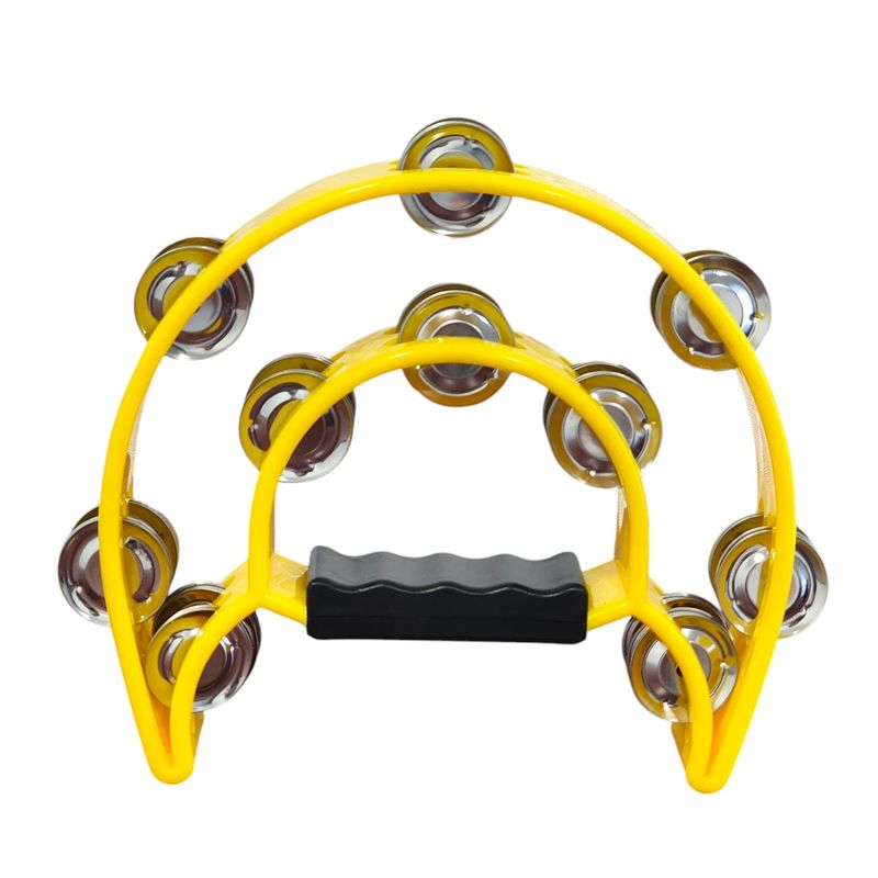 FIDDLER - Pandereta Media Luna Doble Fila Sonaja 20x20cm Amarillo