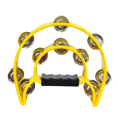 FIDDLER - Pandereta Media Luna Doble Fila Sonaja 20x20cm Amarillo