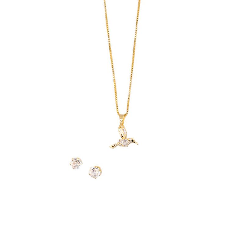 JOYAS MONTERO - Conjunto Eternidad Gold Baño de Oro Con Micro Circones