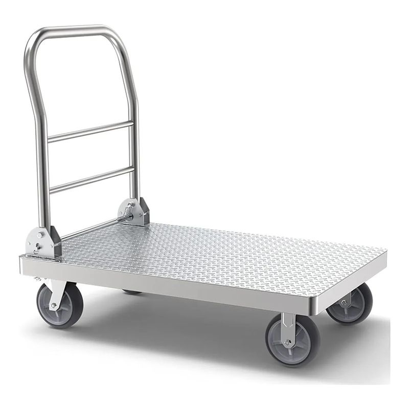 GENERICO - Carro De Carga Plegable Acero Inoxidable 100x65cm 750kg Plateado