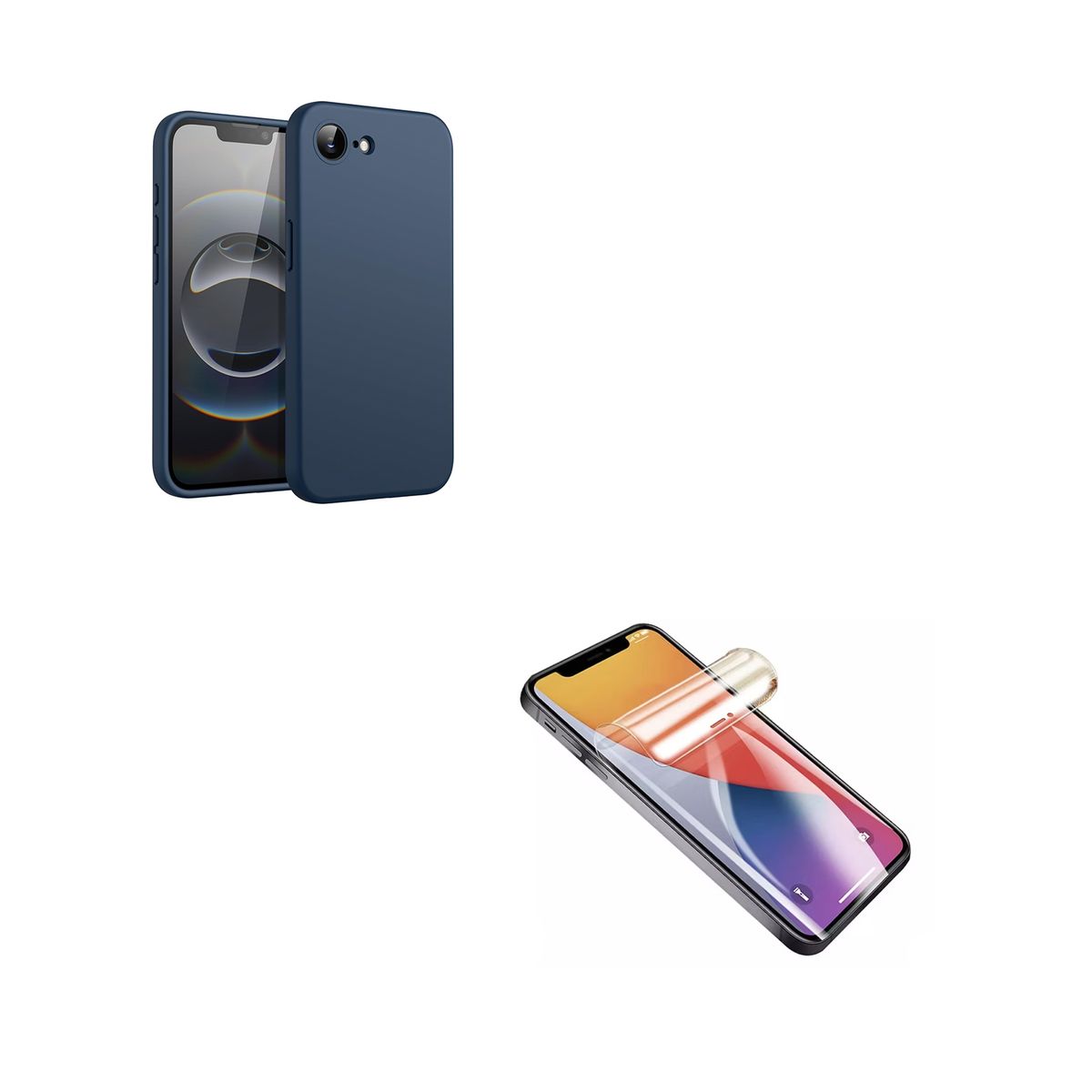 GENERICO - Carcasa Funda Lamina de Clear Compatible Con iPhone 16e Azul Oscuro