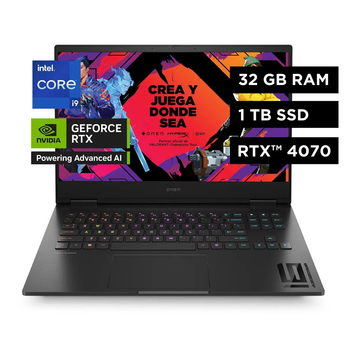 HP - Notebook HP Gamer Omen 16-wf1000la Intel Core i9 32gb Ram 1tb Ssd RTX4070 8gb Windows 11 Home