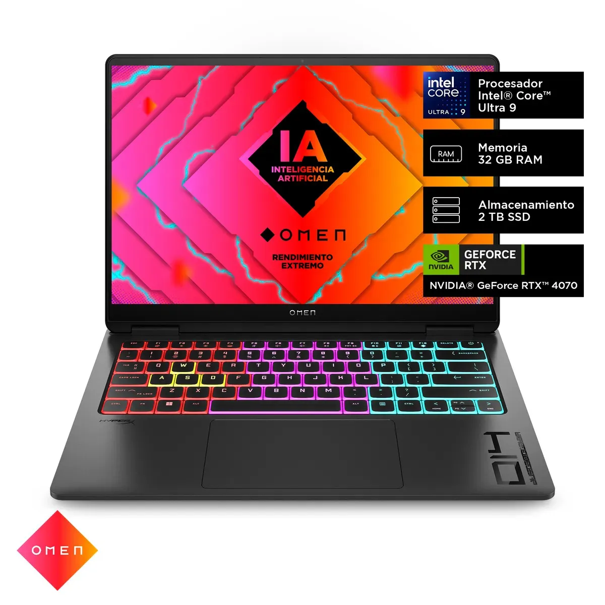 HP - Notebook HP Gaming OMEN Transcend 14-fb0004la Intel Core Ultra 9 RTX 4070, 2TB Ssd 14" Windows 11 Home