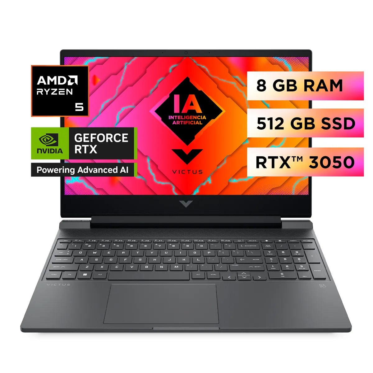 HP - Notebook HP Gamer Victus 15-fb2002la R5 8GB 512GB RTX3050 6GB