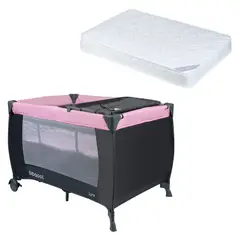 BBQOOL - Cuna Playard Lyra Pink + Colchón de Espuma