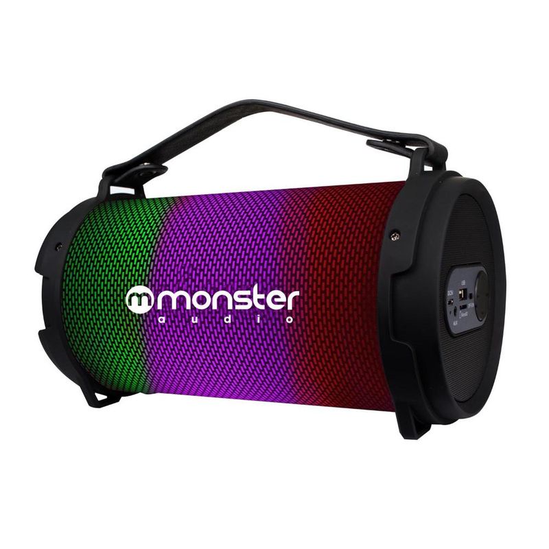 MONSTER - Bazooka 495BK Parlante Portátil Bluetooth 20W con Radio FM y Luces LED