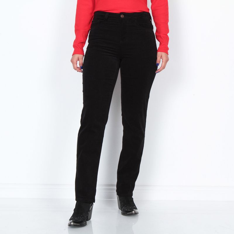 WADOS - PANTALON COTELE RECTO PUSH IN PUSH UP PRETINA  BASICA UN BOTON