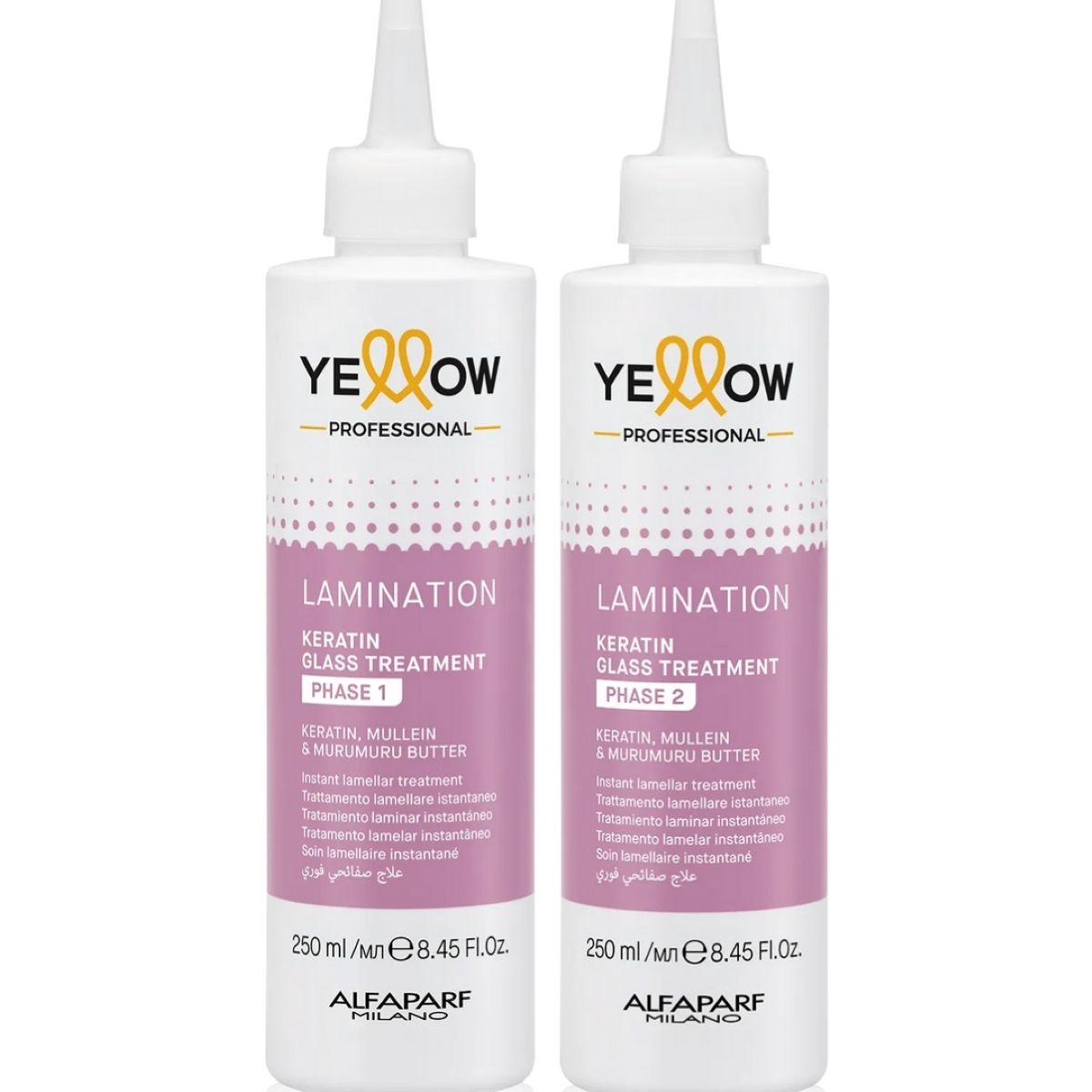 ALFAPARF MILANO - KIT PASO 1 Y 2 TRATAMIENTO LAMINADO EFECTO ESPEJO YELLOW ALFAPARF
