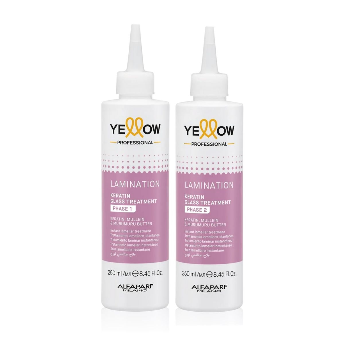 ALFAPARF MILANO - KIT PASO 1 Y 2 TRATAMIENTO LAMINADO EFECTO ESPEJO YELLOW ALFAPARF