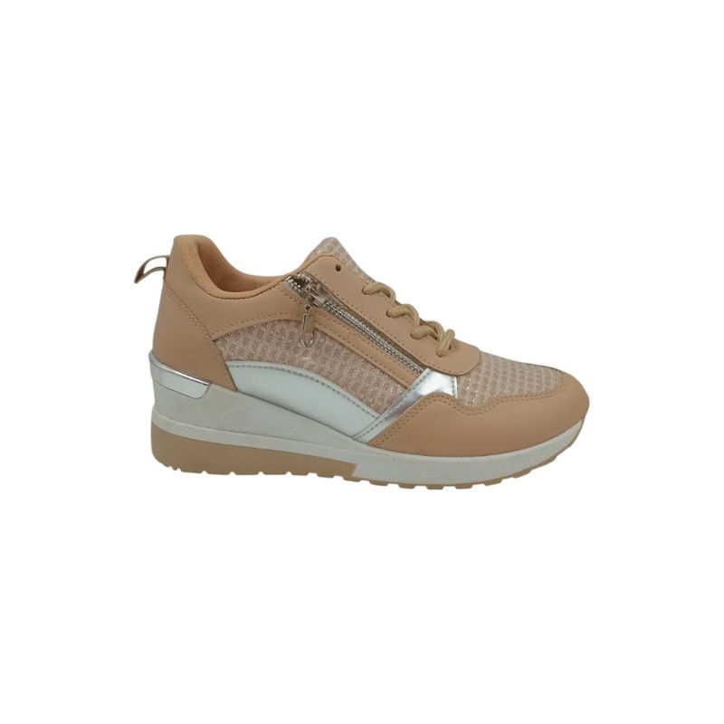 HERIEL - Zapatilla Beige Plataforma Mujer.