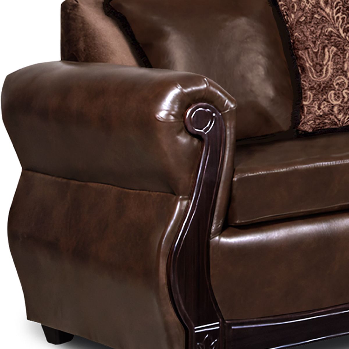 ADONIS LEUDH - Living 3+2+1+1 Gran Columbia Mixto Felpa Y PU Café Oscuro Extra Grande