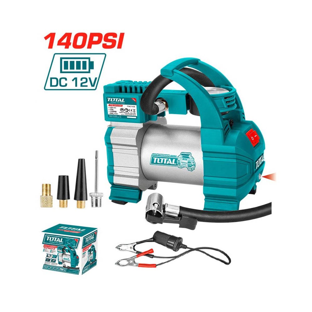 TOTAL TOOLS - Compresor De Aire Mini A Batería Portátil Total Tools Ttac1406 Turquesagris