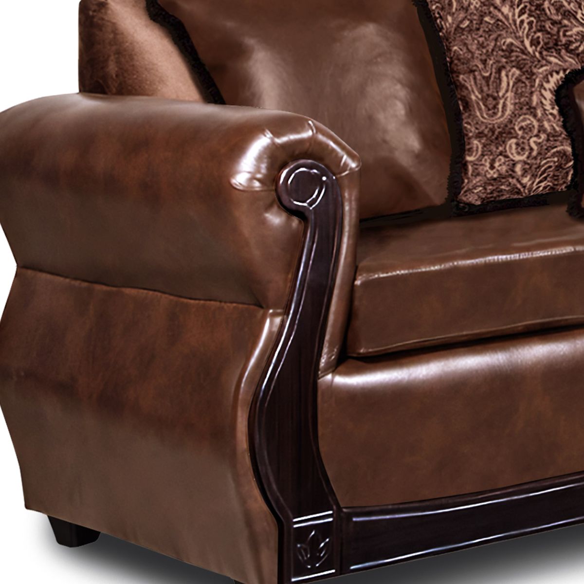 ADONIS LEUDH - Living 3+2+1+1 Gran Columbia Mixto Felpa Y PU Café Claro Extra Grande