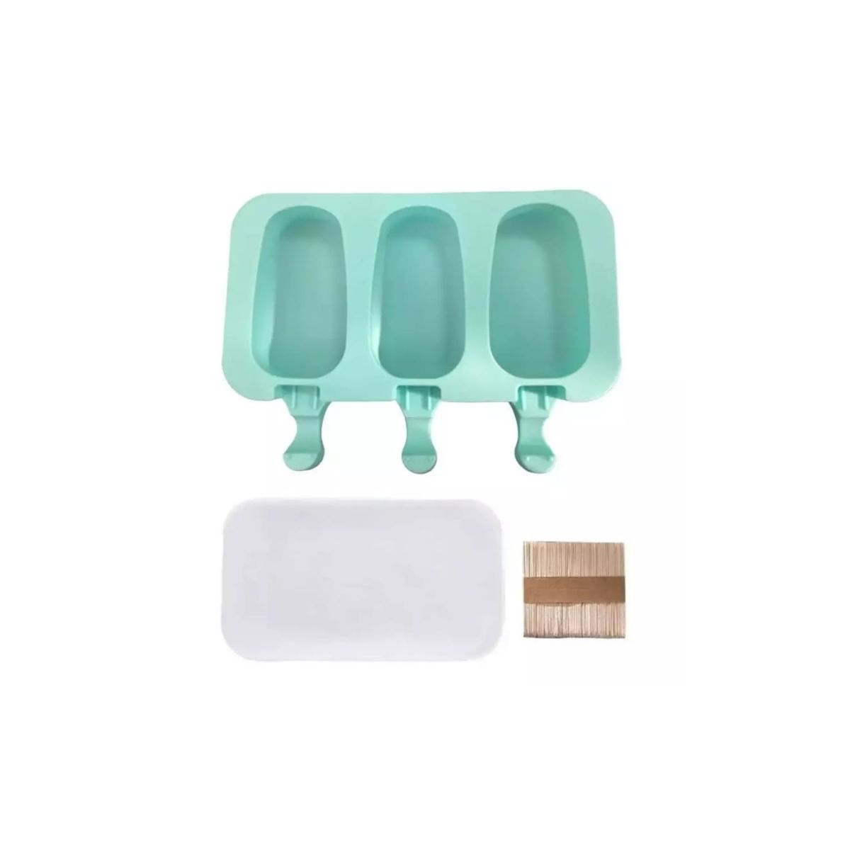 GENERICO - Moldes De Silicona Para 3 Helados Paletas Helado Color Verde