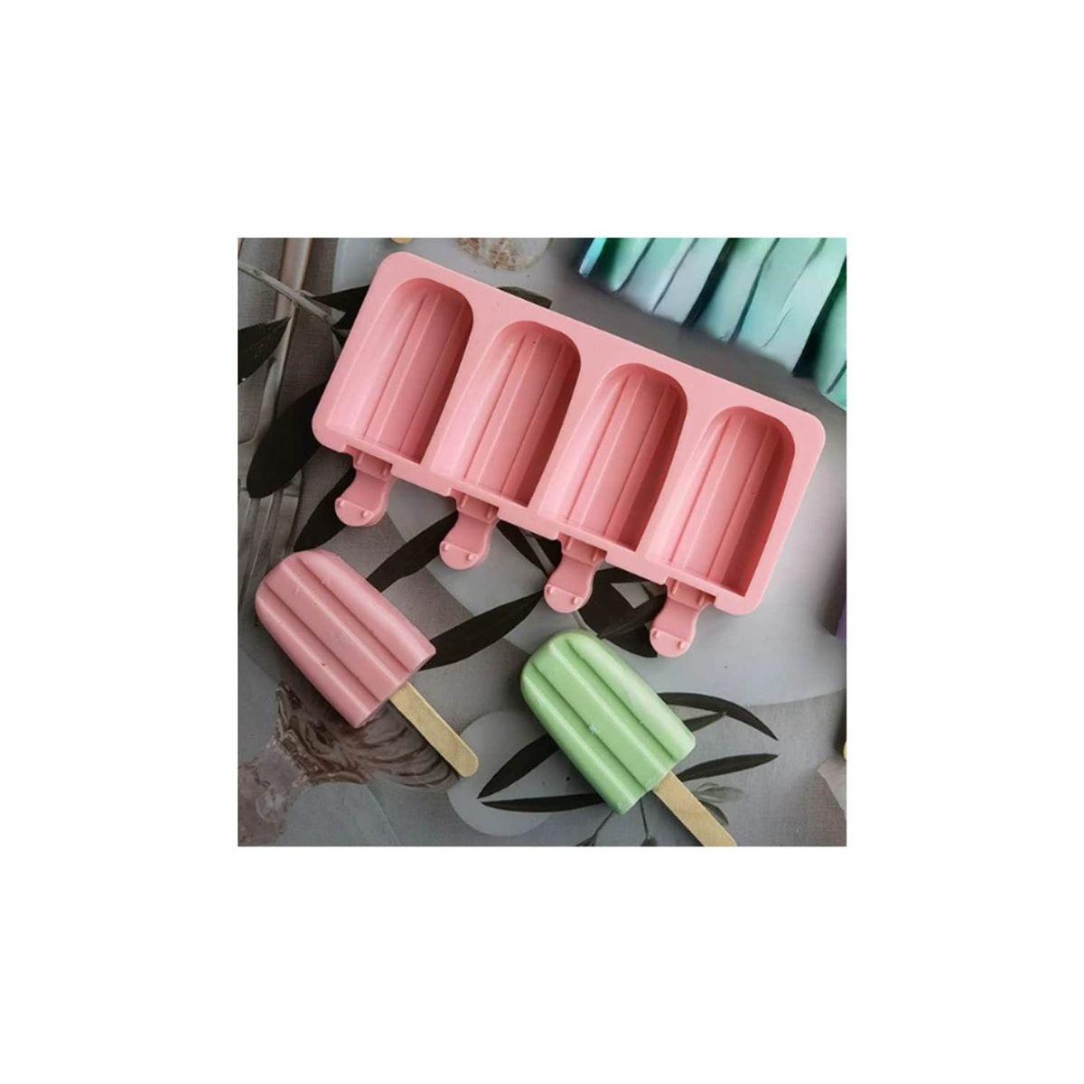 GENERICO - Moldes De Silicona Para Helados Molde Paletas Helado 4 Rosa