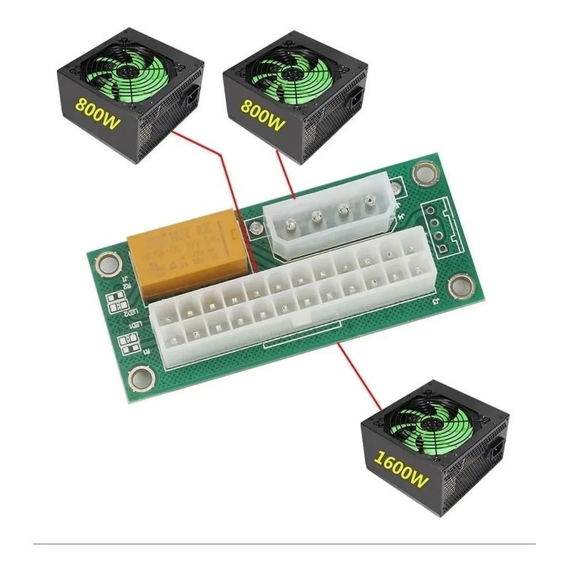 GENERICO - Add2psu Molex + Relay - Conectar 2 Fuente Minería Rig Sata E