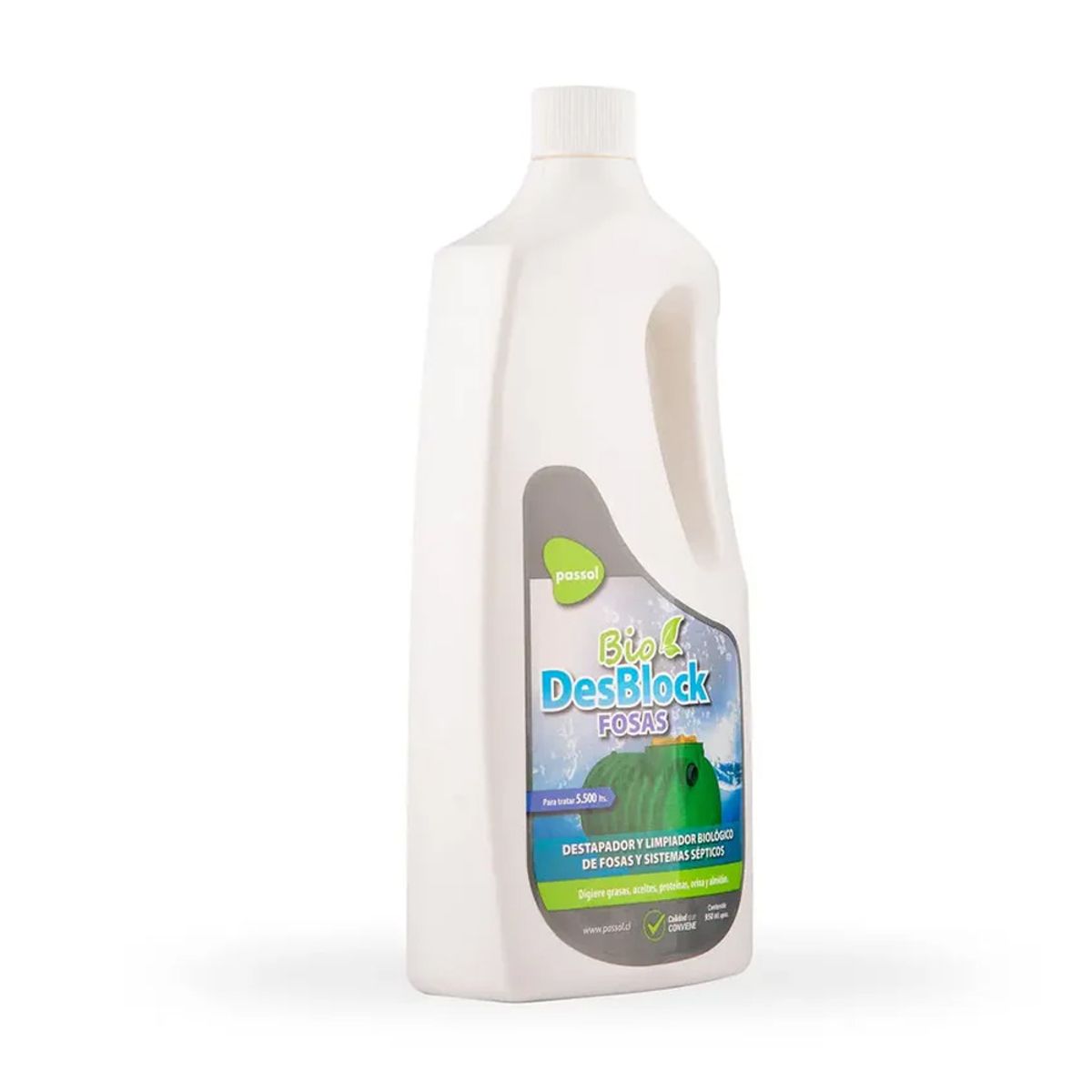 PASSOL - Destapador Limpia Biológico Fosas 950ml Bio Desblock Passol