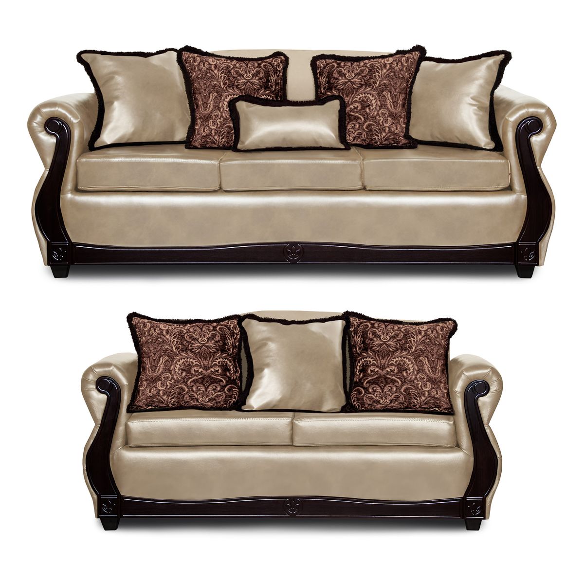 ADONIS LEUDH - Living 3+2 Gran Columbia Mixto Felpa Y PU Beige Extra Grande