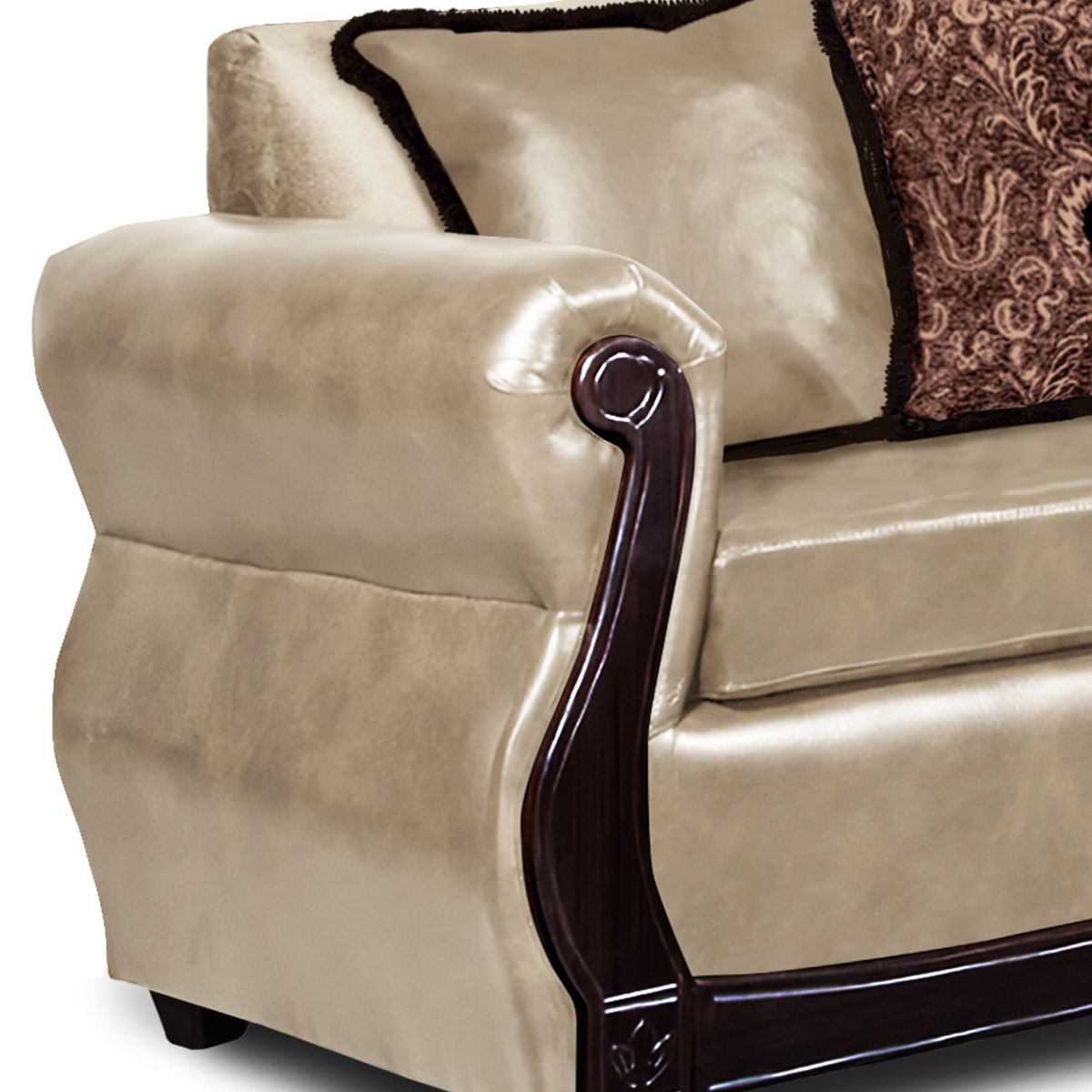 ADONIS LEUDH - Living 3+2 Gran Columbia Mixto Felpa Y PU Beige Extra Grande