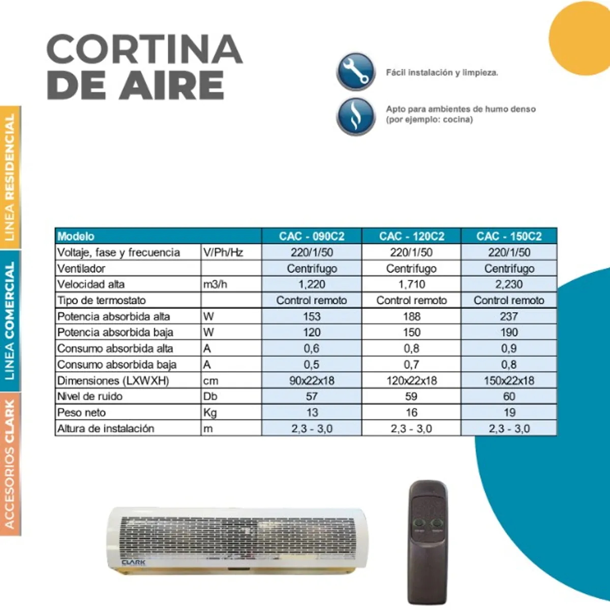 CLARK - Cortina de aire frio 120 Cm. Clark
