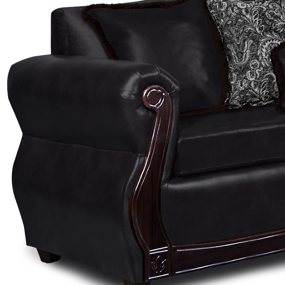 ADONIS LEUDH - Living 2+1+1 Gran Columbia Mixto Felpa Y PU Negro Extra Grande