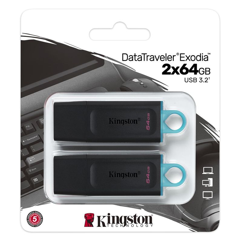 KINGSTON - DTX64GB-2P-TH PACK 2 PENDRIVE EXODIA 64GB 740617-325560 KINGSTON