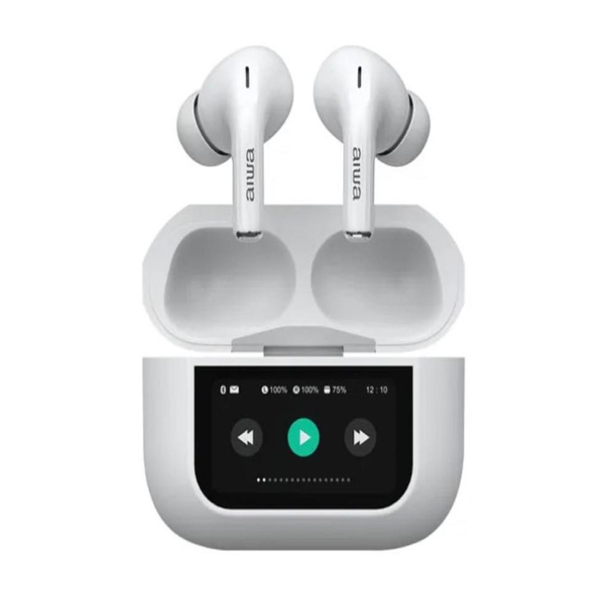 AIWA - Audífonos Bluetooth Aiwa In Ear  Diseño con Pantalla Táctil - Blanco