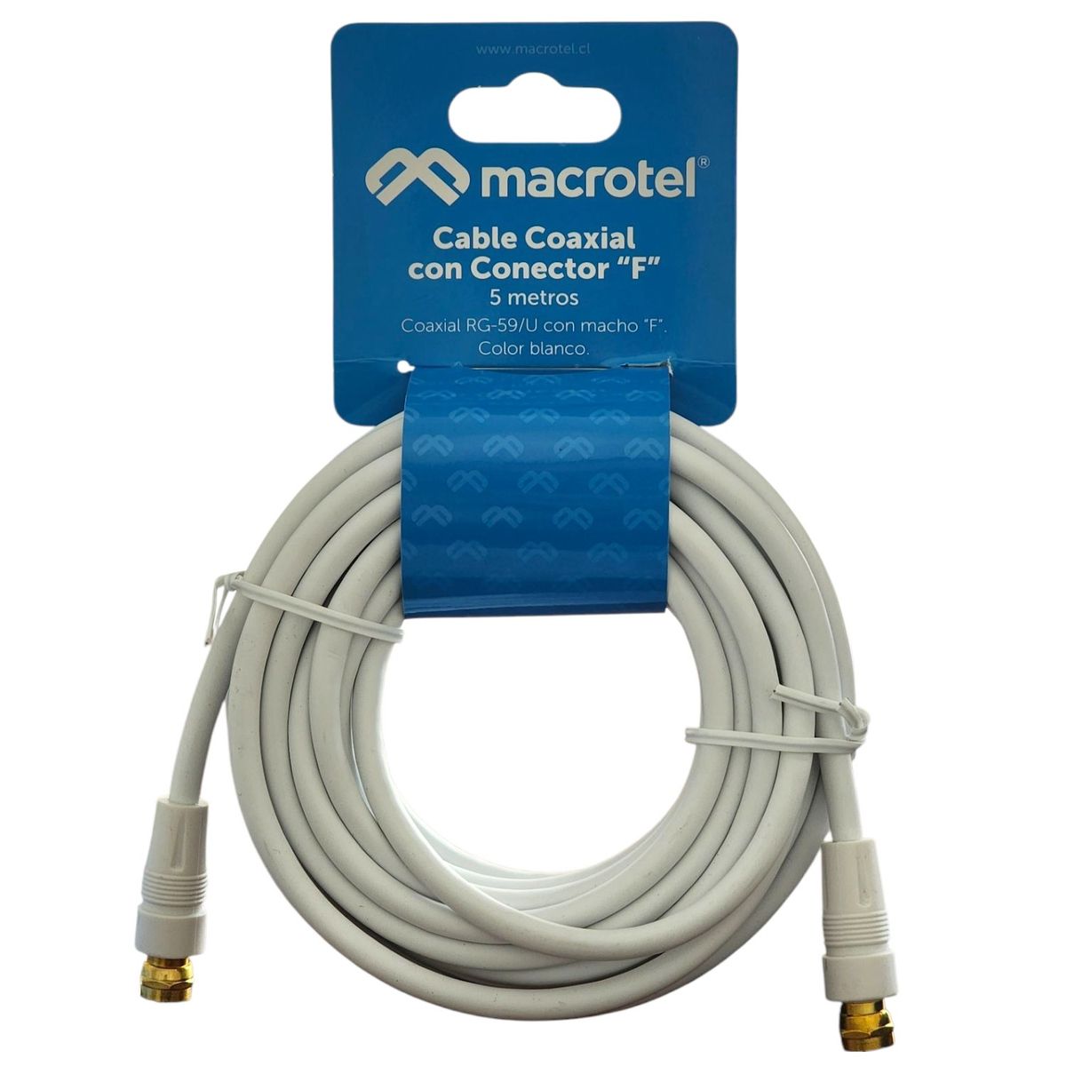 MACROTEL - Cable Coaxial RG-59/U 5 m con Conector “F” Macho MV-812