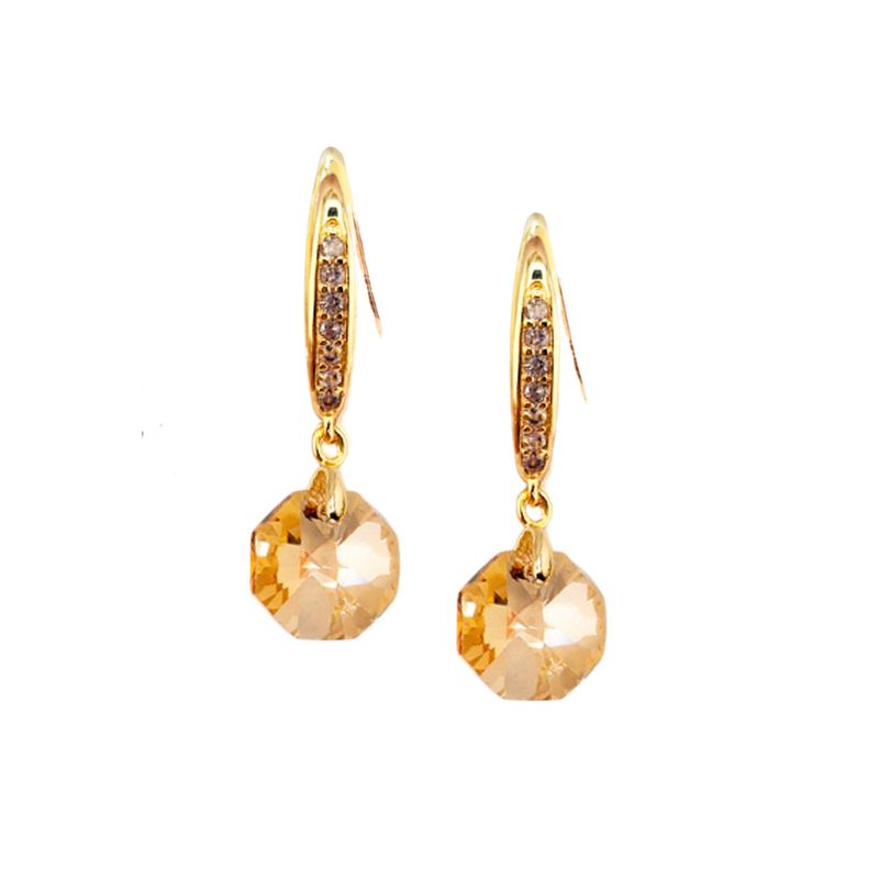 JOYAS MONTERO - Aros Lucia Gold Baño de Oro 24K y Cristal Genuino Golden Shadow