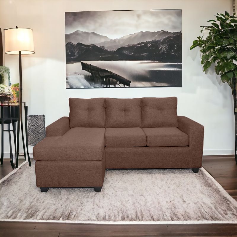 MUEBLES MPR - Seccional Azalea Intercambiable Tela Café.