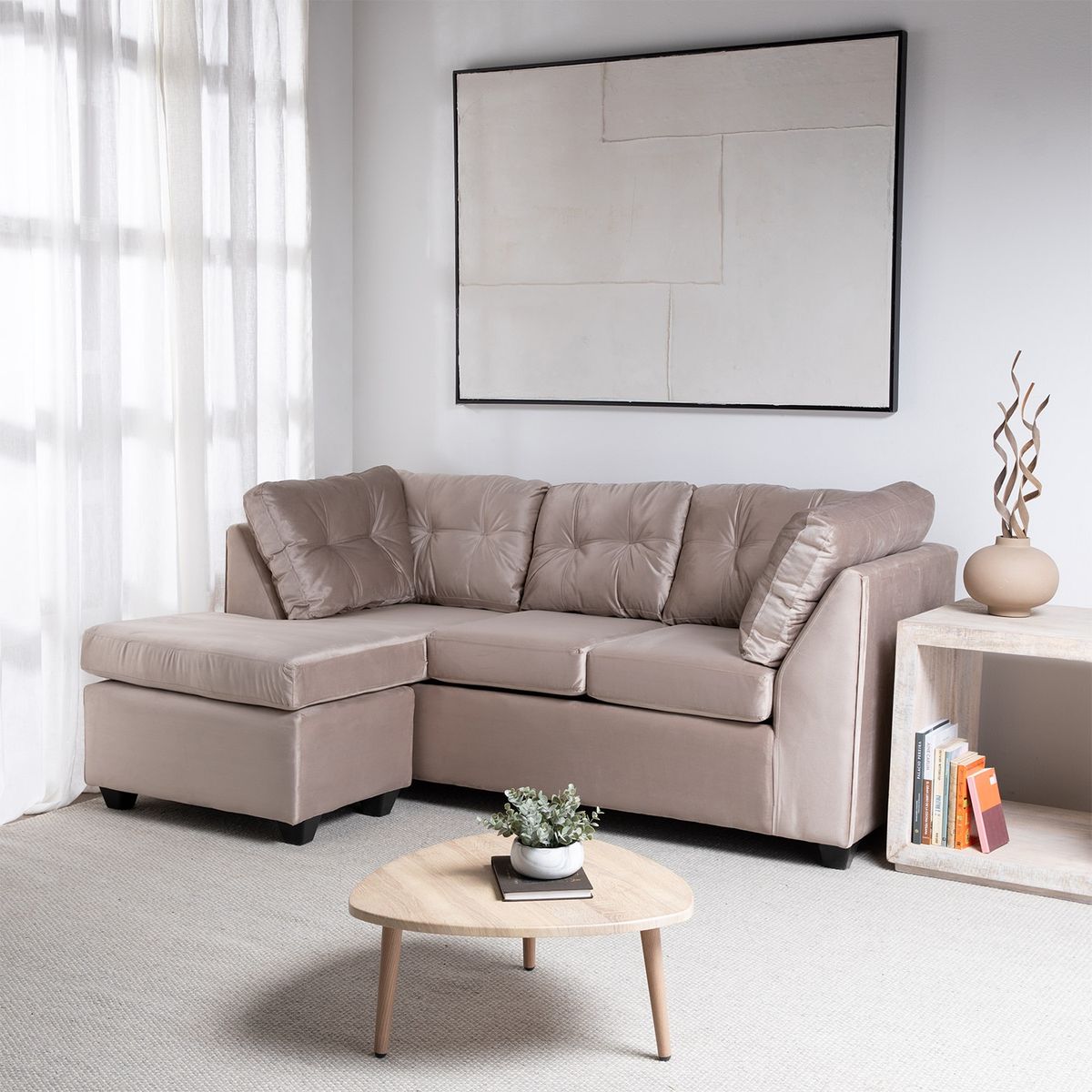 MUEBLES MPR - Seccional Bonsai Felpa Beige