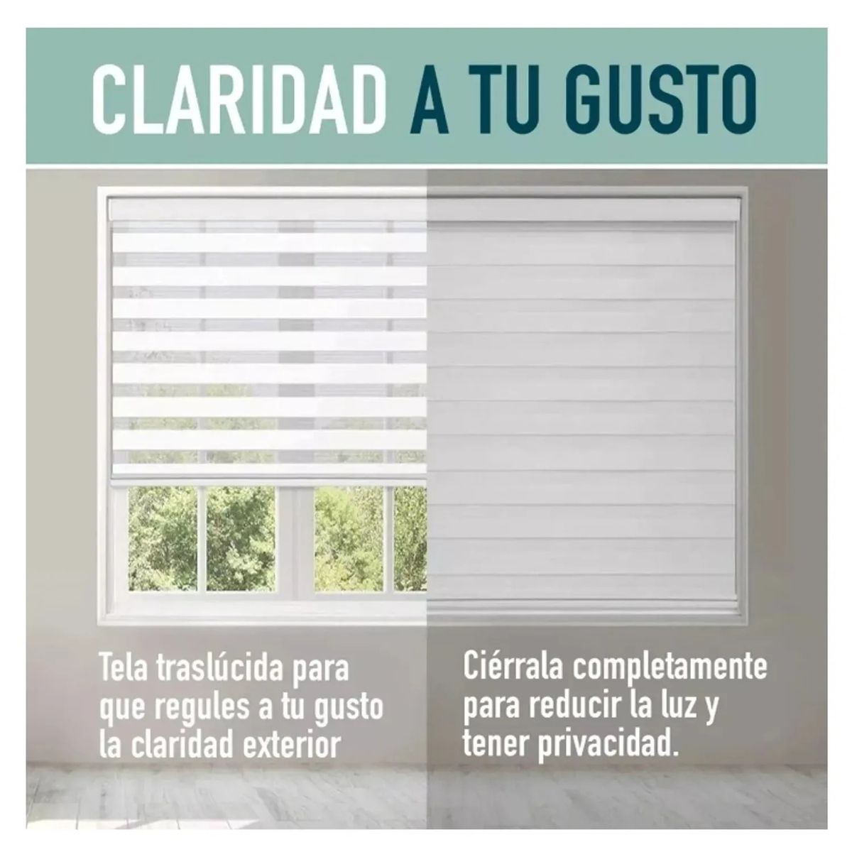 GENERICO - Cortinas Roller Duo Zebra Dia Y Noche Ancho 150x200 BLANCO