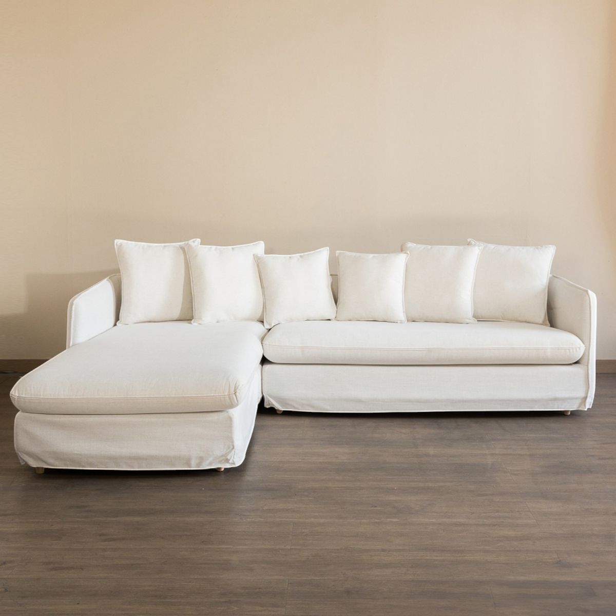 AMOBLE - Sofá Jacinta Seccional Izquierdo Blanco Amoblé